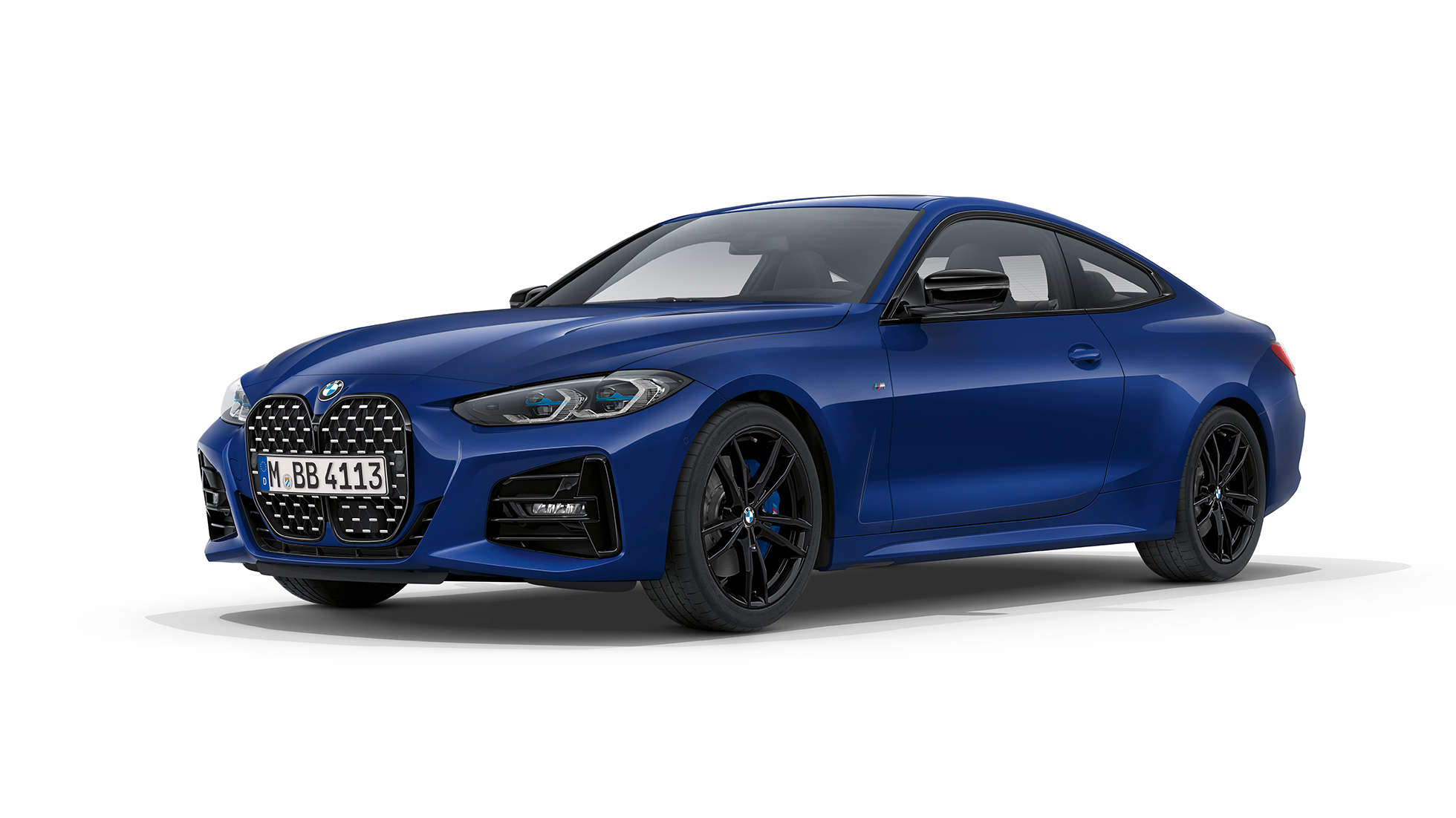 BMW 4 Series Coupé G22 2020 M Sport package Arctic Race Blue metallic three-quarter front view