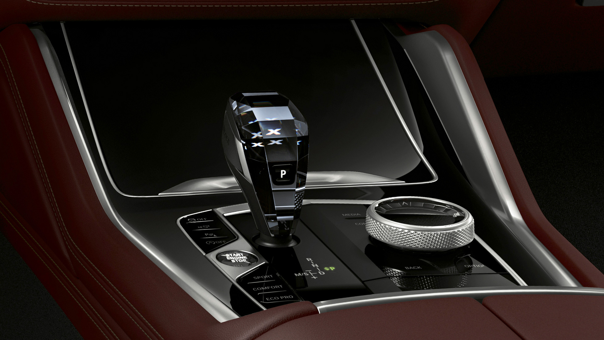 BMW X6 Interior with BMW Individual with focus on centre console.